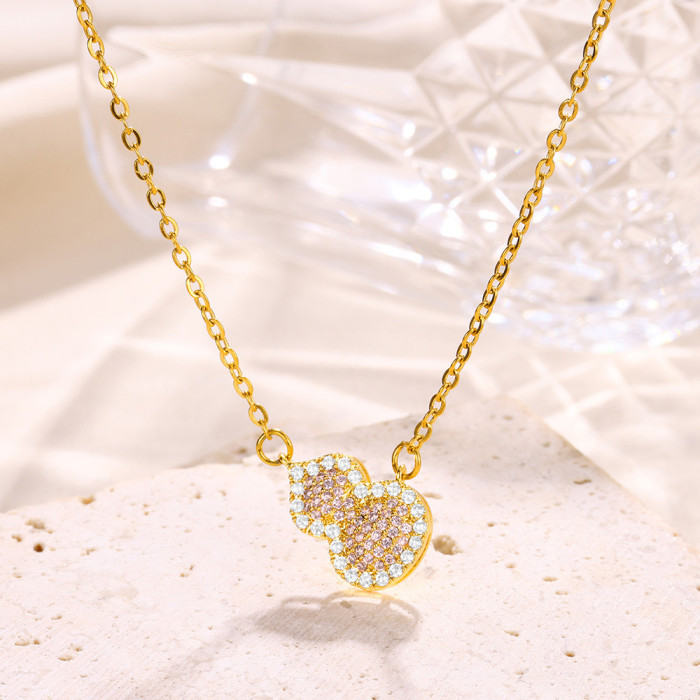 New Style Cross Butterfly Pendant Necklace for Women, Clavicle Chain, 18K Gold Plated Heart Pendant Necklace Wholesale