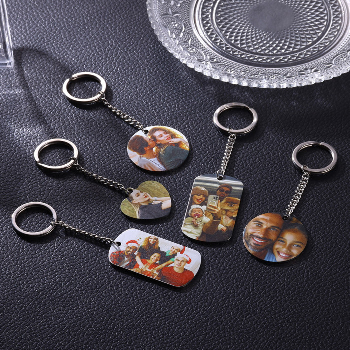 Cross-Border New Color Printing Square Tag DIY Personalized UV Color Printing Photo Necklace Mother's Day Gift Manufacturer