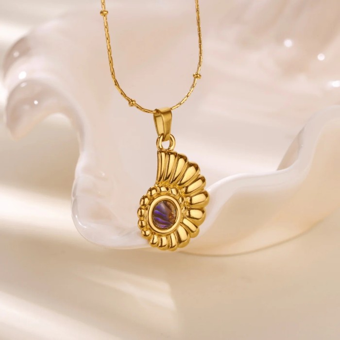 Cross-Border New Hot-Selling Stainless Steel Small Turtle Conch Pendant Ocean Heart Turtle Necklace Beach Necklace