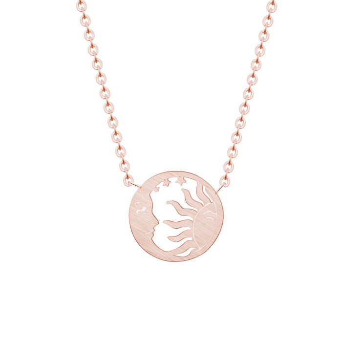 Hot Sale Sun and Moon Tarot Card Vacuum Pendant Necklace for Women 18K Real Gold Plated Women's Necklace
