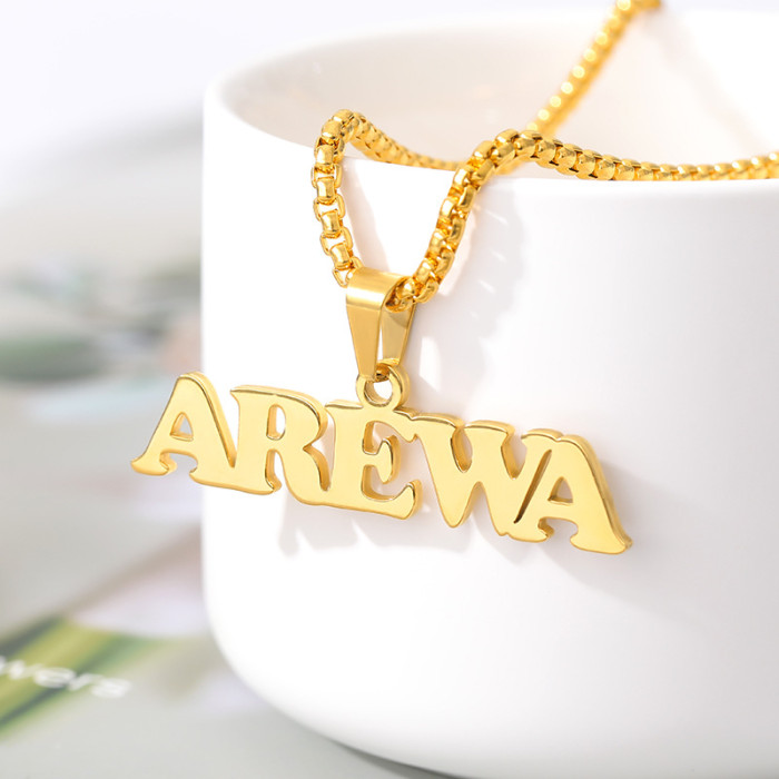 18k Stainless Steel Necklace DIY Necklace Rock Style Bead Chain Signature Personalized Name Necklace Personalized Pendant
