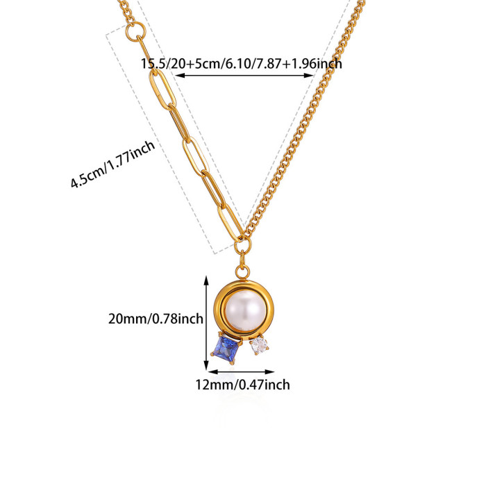 INS Style New Four-Leaf Clover Heart-Shaped Imitation Pearl Pendant Women's Heart Necklace Light Luxury Simple Collarbone Chain Dropshipping