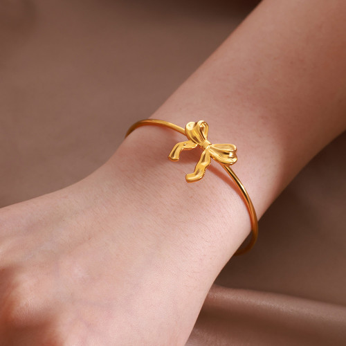 European and American New Style Stainless Steel Bowknot Bracelet for Women Simple Versatile High-end Bracelet Wholesale