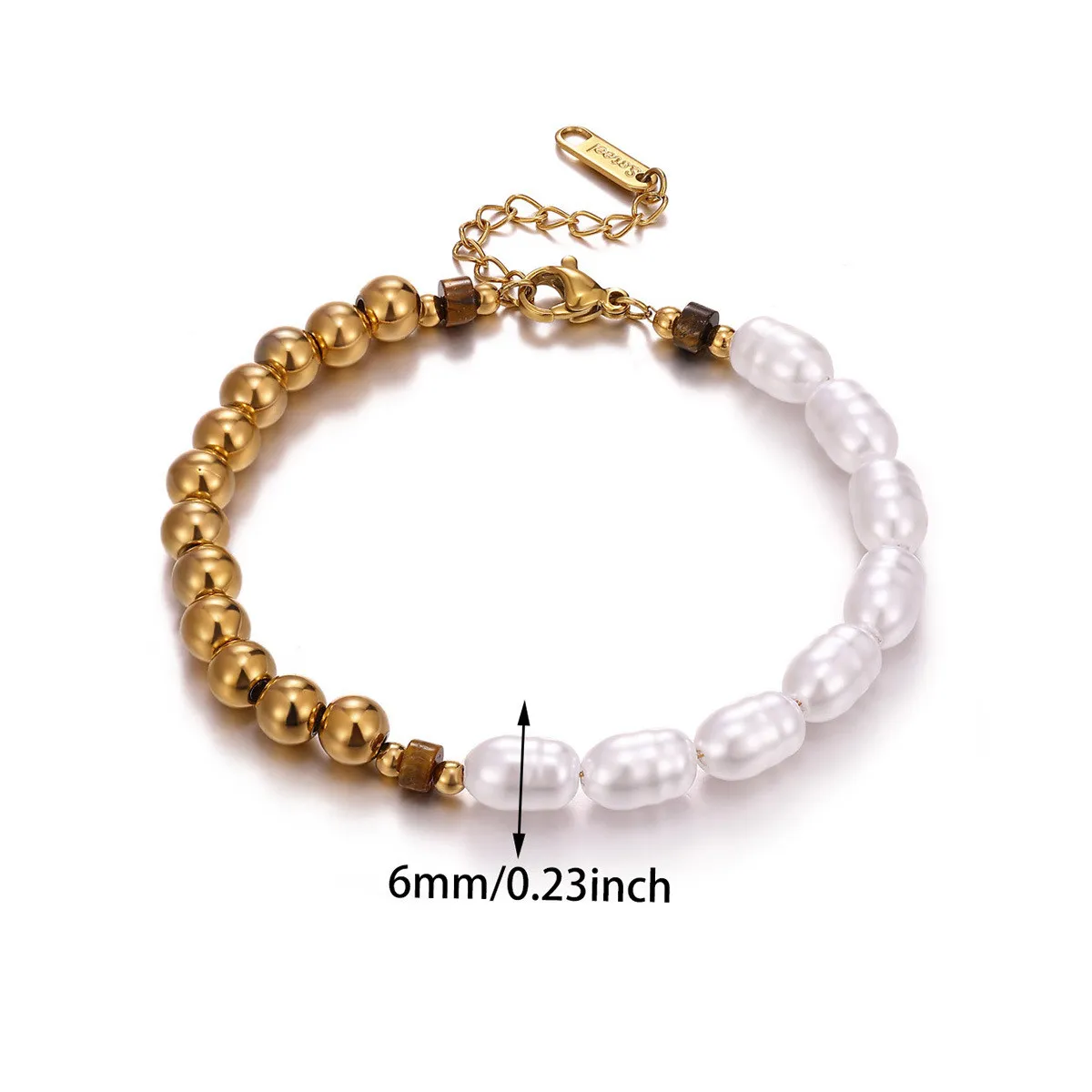 European and American Style Stainless Steel Gold-Plated Pearl Women's Bracelet High-End Ins Light Luxury Earrings Titanium Steel Jewelry Cross-Border