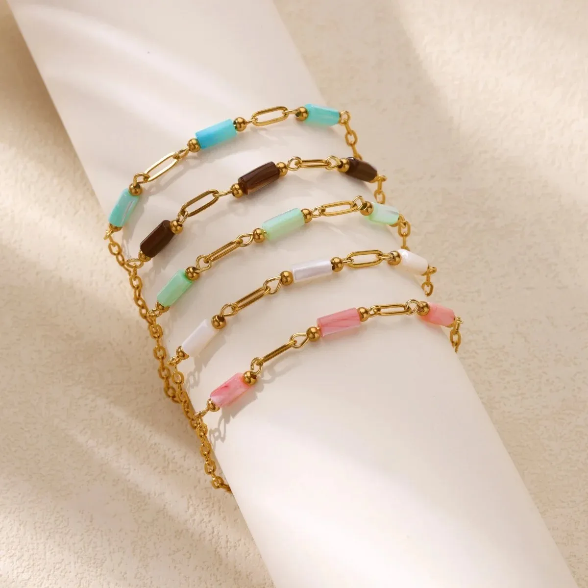 Cross-Border New Colorful Shell Bracelet Niche High-End Stainless Steel Accessories Summer Jewelry Wholesale for Women