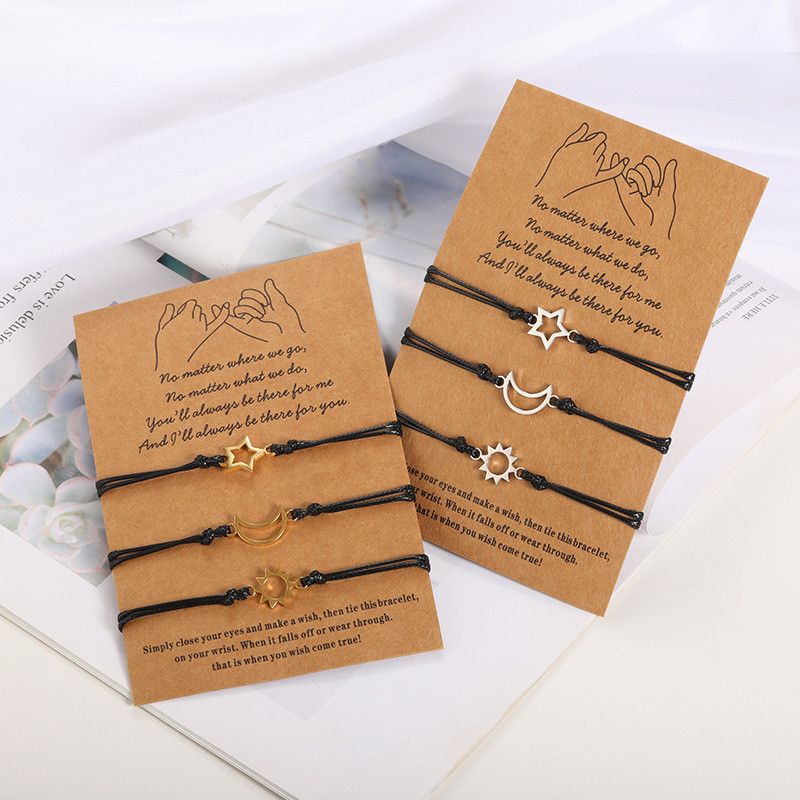 Cross-Border Mother's Day Parent-Child Card Bracelet European and American Style Personalized Stainless Steel Best Friend Heart-Shaped Hand-Woven Bracelet