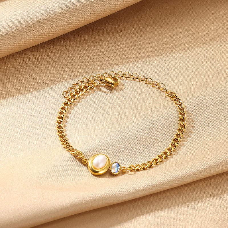 European and American New Style Titanium Steel Pearl Bracelet for Women Versatile Ins Style Fashion Jewelry High-end Feel for Girls