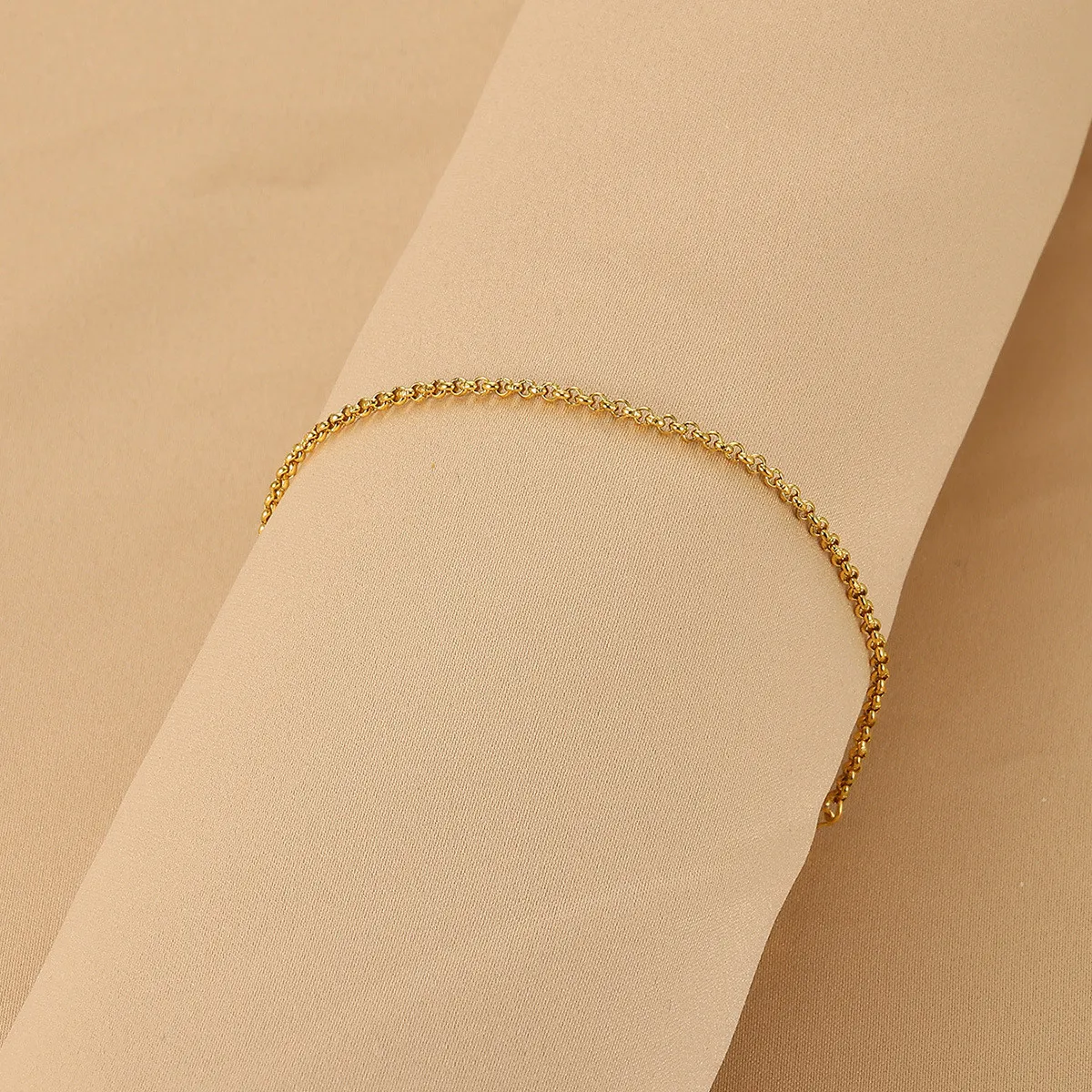 Cross-Border Minimalist Stainless Steel 18K Gold Plated Bracelet for Women Heart-Shaped Design Bracelet High-End Personality Splicing Chain