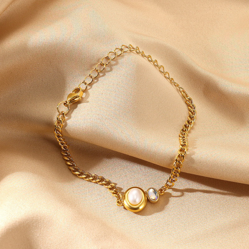 European and American New Style Titanium Steel Pearl Bracelet for Women Versatile Ins Style Fashion Jewelry High-end Feel for Girls