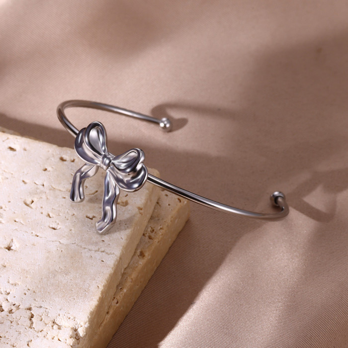 New Style Stainless Steel Bowknot Bracelet for Women Simple Versatile High-end Bracelet Wholesale