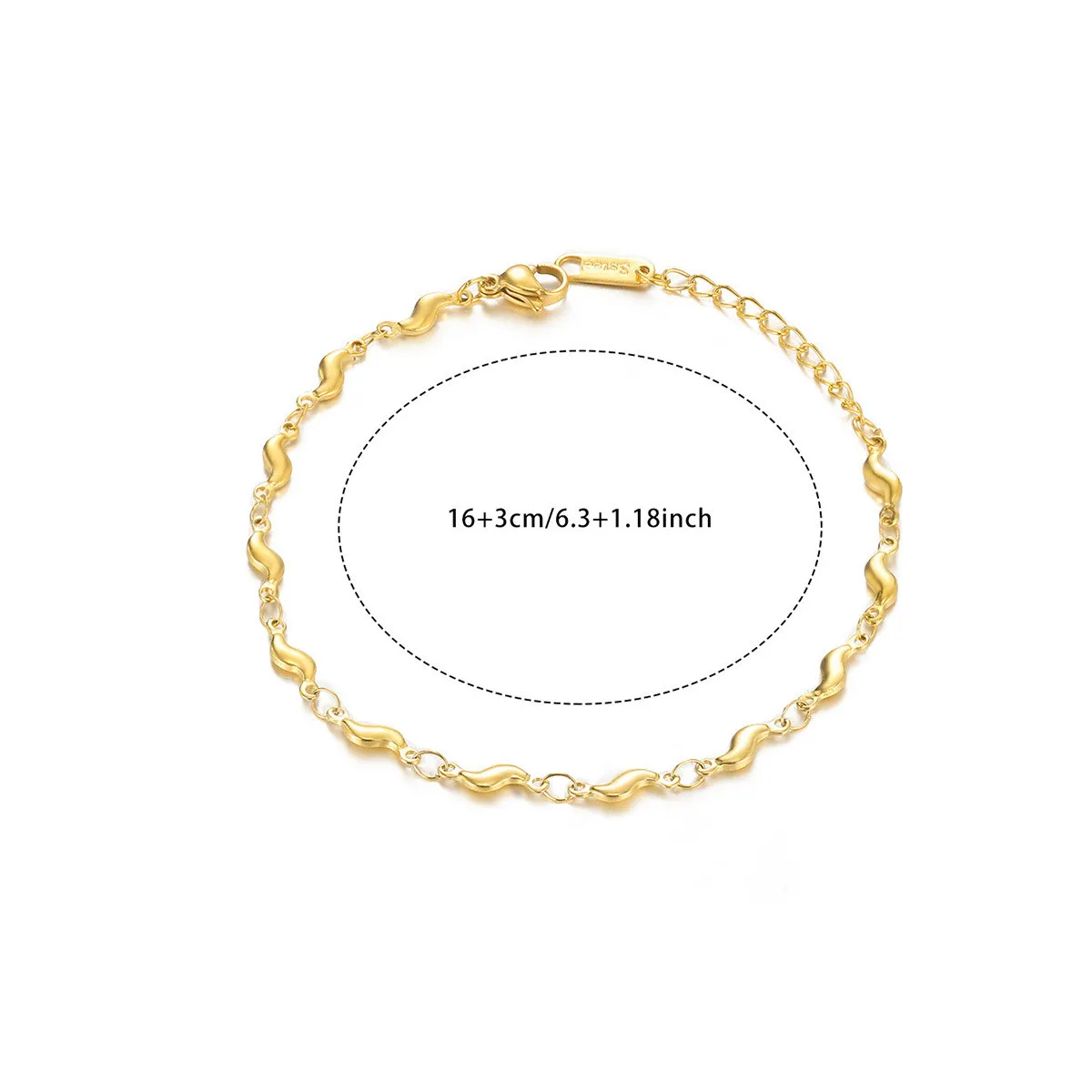 Cross-Border Minimalist Stainless Steel 18K Gold Plated Bracelet for Women Heart-Shaped Design Bracelet High-End Personality Splicing Chain