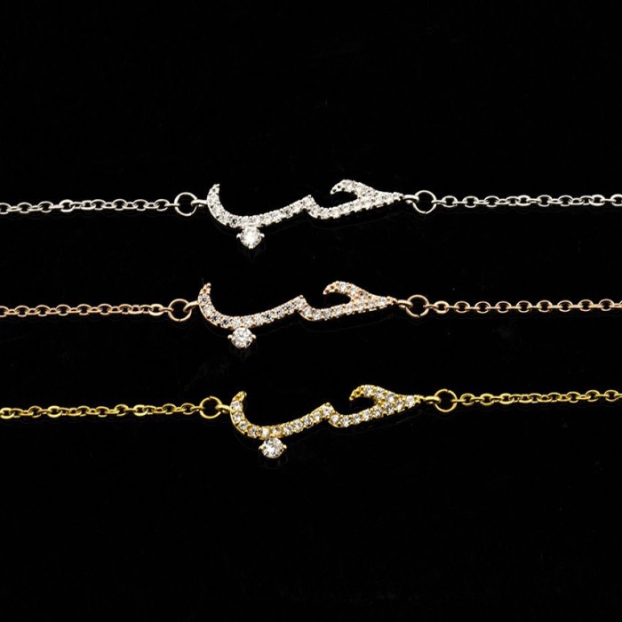 Jewelry Arabic Love Declaration Bracelet Charming Zircon Jewelry Bracelet Manufacturer One-Piece Dropshipping