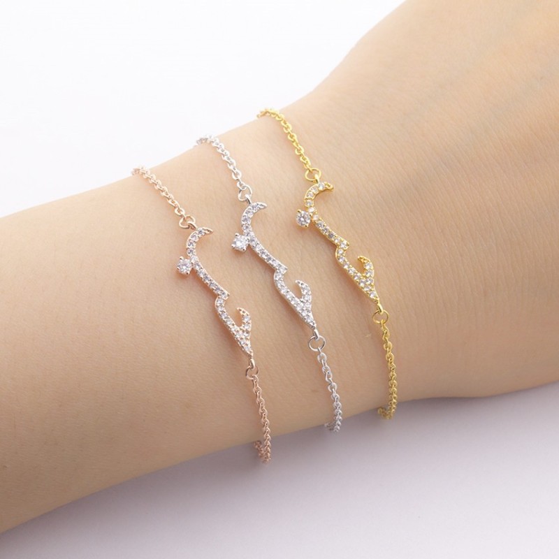 Cross-Border Jewelry Arabic Love Declaration Bracelet Charming Zircon Jewelry Bracelet Manufacturer One-Piece Dropshipping