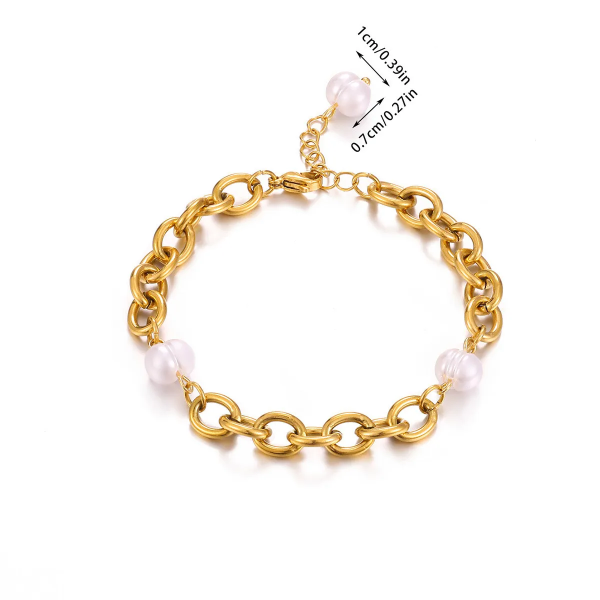 European and American Style Stainless Steel Gold-Plated Pearl Women's Bracelet High-End Ins Light Luxury Earrings Titanium Steel Jewelry Cross-Border