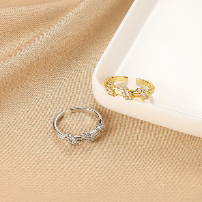 Amazon New Zircon Flower Ring Women's Geometric Open Ring Fashion Light Luxury Ring Manufacturer Wholesale