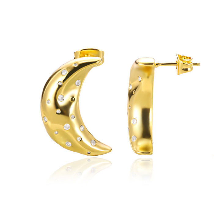Cross-border European and American Heart-shaped Zircon Earrings for Women, Star and Geometric Design, Sweet and Luxurious Feel