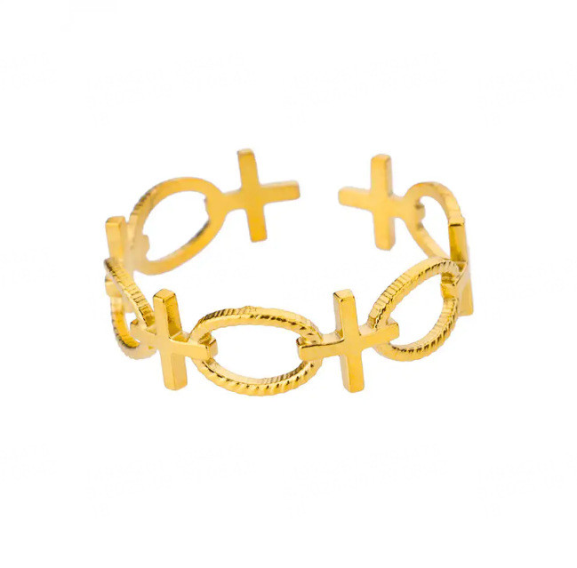 Fashion Punk Braided Ring for Men and Women 18K Gold Plated Geometric Double Layer Open Ring Hollow Ring in Stock