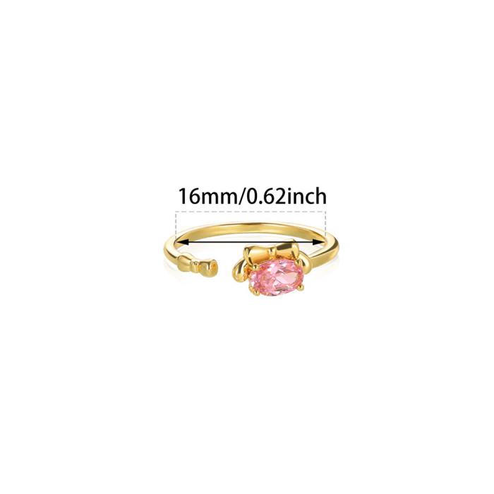 Fashion Cartoon Pink Zircon Ring New Sweet Personality Open Ring Wholesale