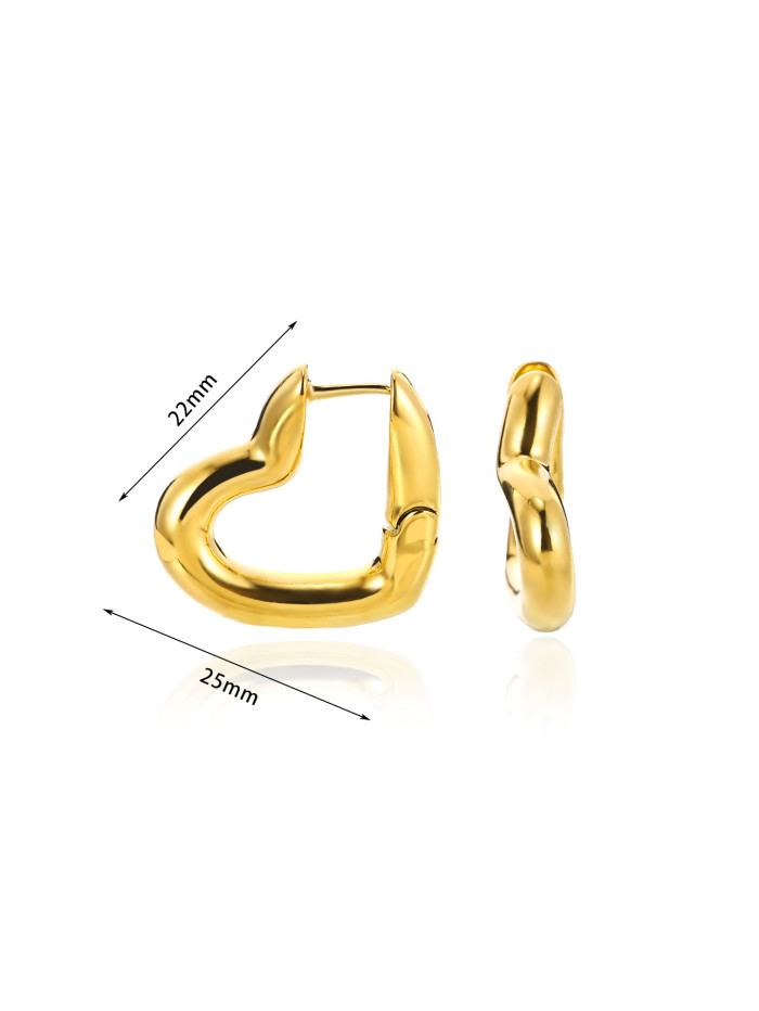Amazon Cross-Border Heart Earrings for Women High-End Non-Fading 18K Gold Geometric Earrings Jewelry Ear Accessories