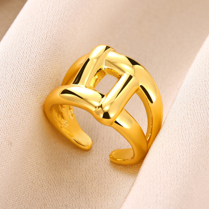 New Geometric Water Drop Ring for Men and Women, Gold Plated Double Layer Knotted Ring, Wholesale From Manufacturer