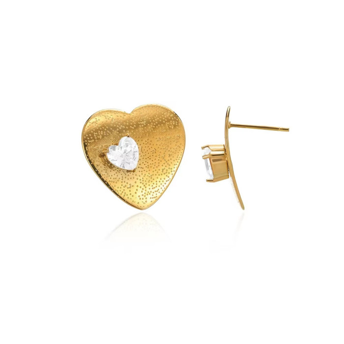 Cross-Border New Exaggerated Earrings Copper Gold-Plated Earrings Daily Versatile Green Glass Earrings Copper Ear Plugs Simple Ear Jewelry