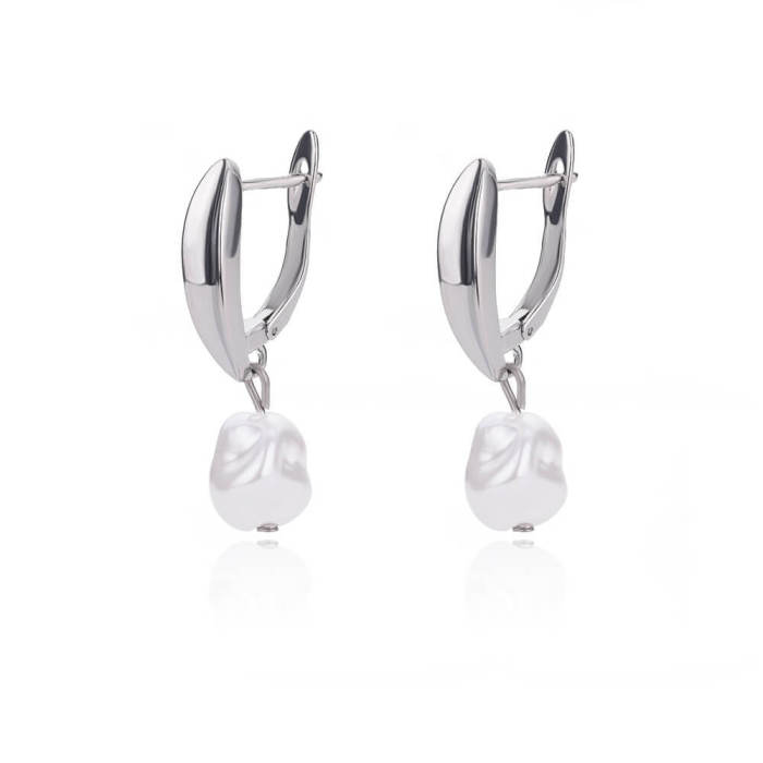 South Korea New Design Freshwater Pearl Earrings Ins Geometric Round Pearl Earrings Manufacturer Dropshipping