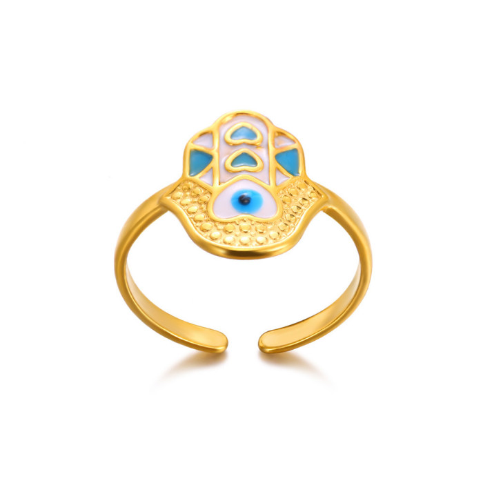 New Style Personality Evil Blue Eye Ring Retro Fashion Hot-Selling Demon Eye Women's Ring Wholesale