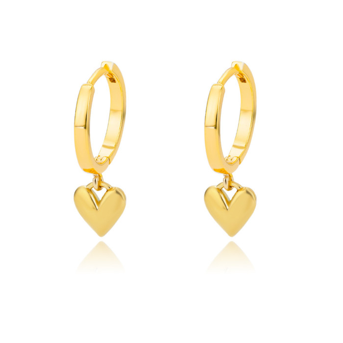Cross-Border New Snake-Shaped Earrings 18k Copper Gold-Plated Zircon Five-Pointed Star Earrings Simple Heart-Shaped Stud Earrings One Piece Dropshipping