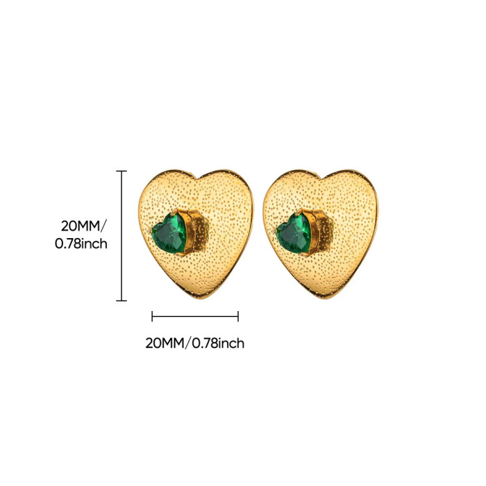 Cross-Border New Exaggerated Earrings Copper Gold-Plated Earrings Daily Versatile Green Glass Earrings Copper Ear Plugs Simple Ear Jewelry
