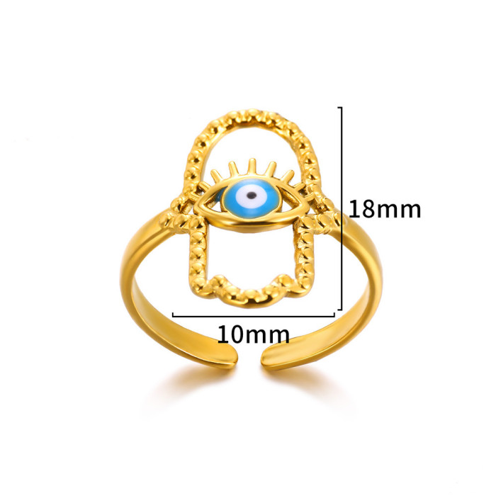 New Style Personality Evil Blue Eye Ring Retro Fashion Hot-Selling Demon Eye Women's Ring Wholesale