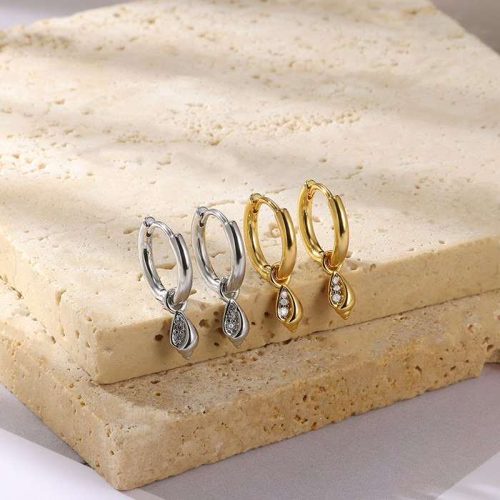 New Gold Plated Irregular Geometric Colorful Zircon Earrings Niche Square Versatile Simple Earrings for Women