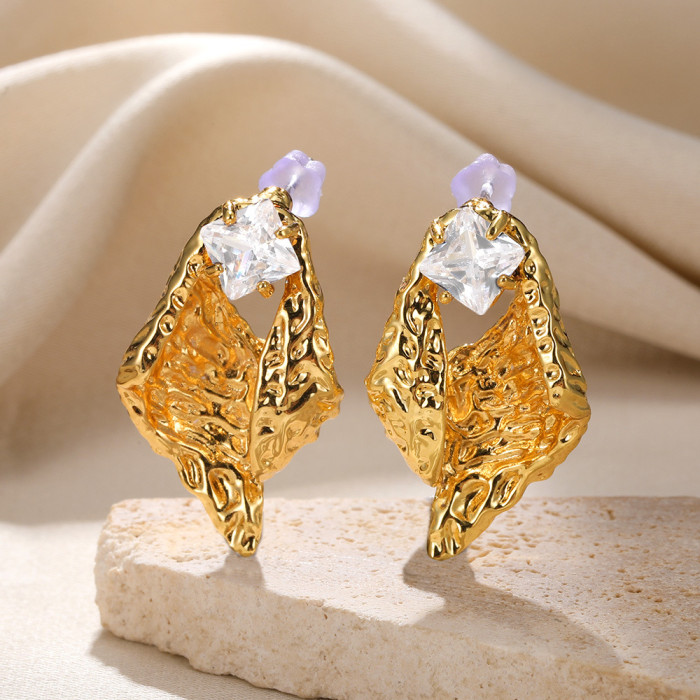 European and American Style X-Shaped C-Word Earrings Elegant Ear Jewelry Creative Fashionable Design Sense Earrings Wrinkled Earrings In Stock