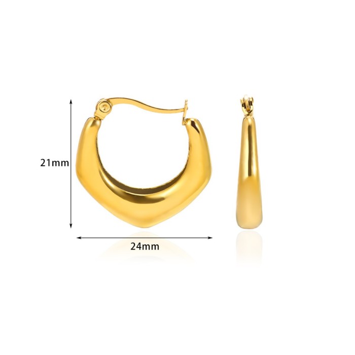 Cross-Border European and American Geometric Stainless Steel Hollow Earrings High-End Women's Trendy Light Luxury Style 18K Earrings Wholesale