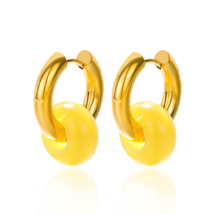 Minimalist Niche Design Natural Stone Hoop Earrings Peace Buckle Hoop Earrings Blogger Same Style One Piece Dropshipping