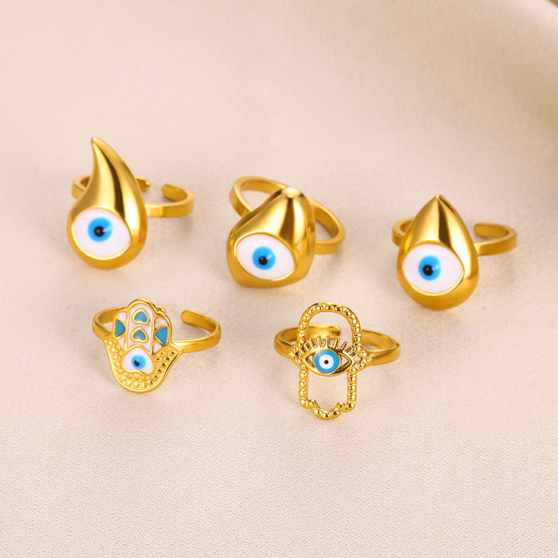 European and American New Style Personality Evil Blue Eye Ring Cross-Border Retro Fashion Hot-Selling Demon Eye Women's Ring Wholesale