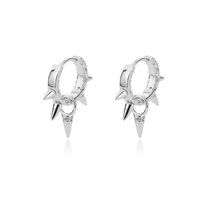 Ins Style Personality Geometric Heart-shaped Hoop Earrings for Women 18k Micro-inlaid Zircon Star Stud Earrings Ear Clips Manufacturer One-piece Dropshipping