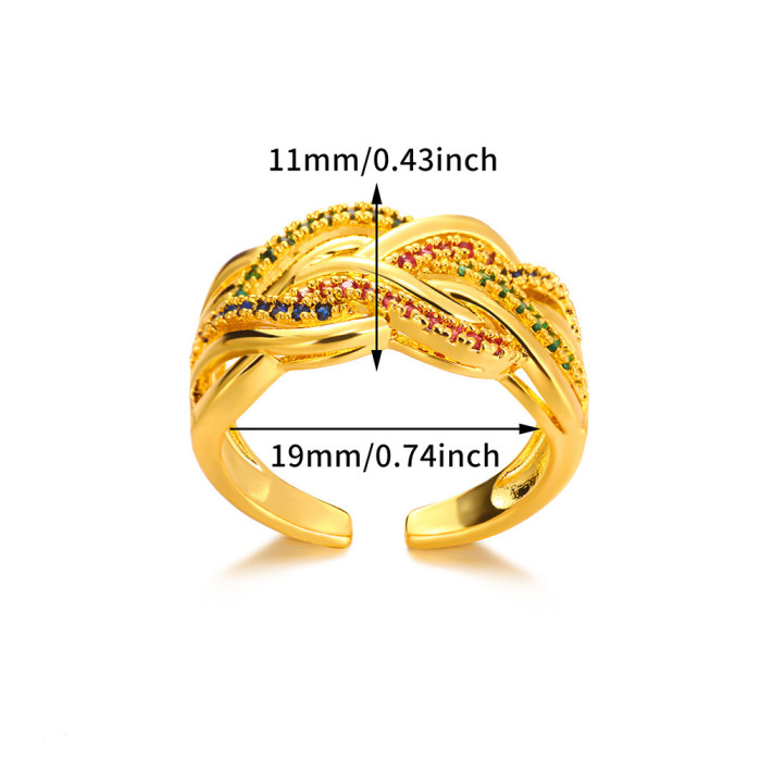 European and American Design Ins Style Geometric Inlaid Zircon Ball Ring Female Cold Wind Open Ring One Piece Dropshipping