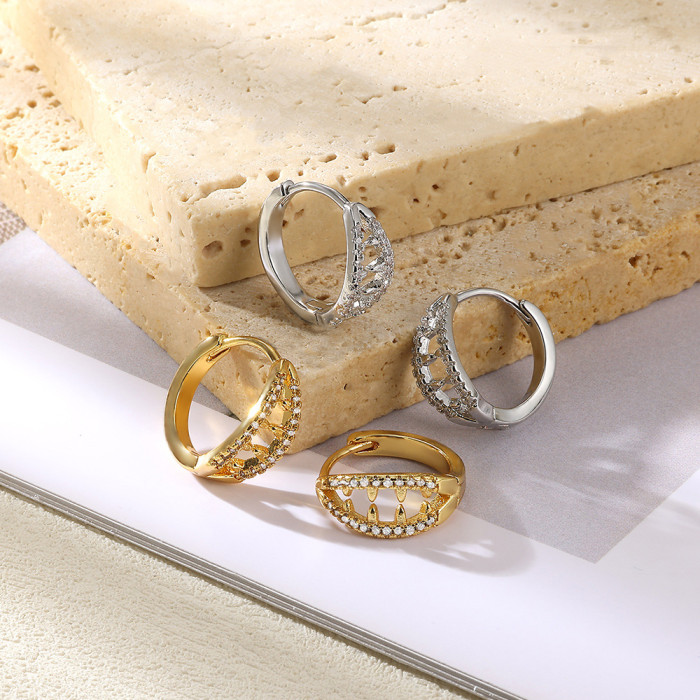 New Gold Plated Irregular Geometric Colorful Zircon Earrings Niche Square Versatile Simple Earrings for Women
