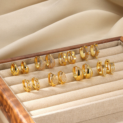 Cross-Border Fashion New Gold Multi-Style Design Jewelry Women's Zircon Earrings Jewelry Women's Zircon Hoop Earrings