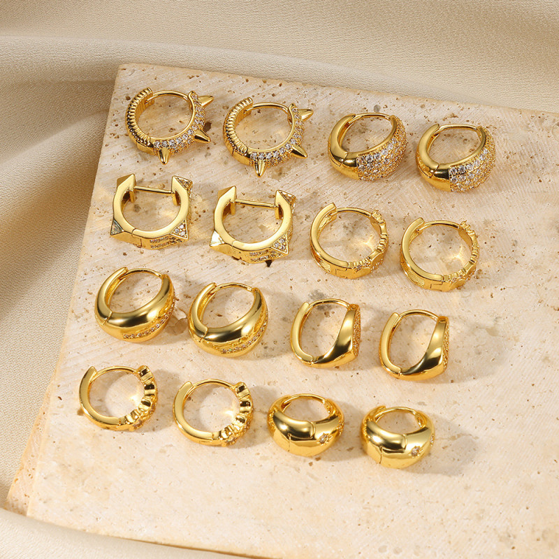 Cross-Border Fashion New Gold Multi-Style Design Jewelry Women's Zircon Earrings Jewelry Women's Zircon Hoop Earrings