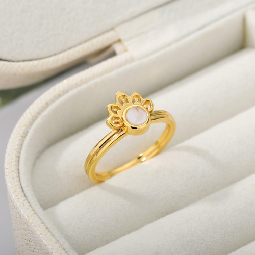 AliExpress New Women's Petal Ring with Opal Stone Bohemian Style Jewelry One Piece Dropshipping