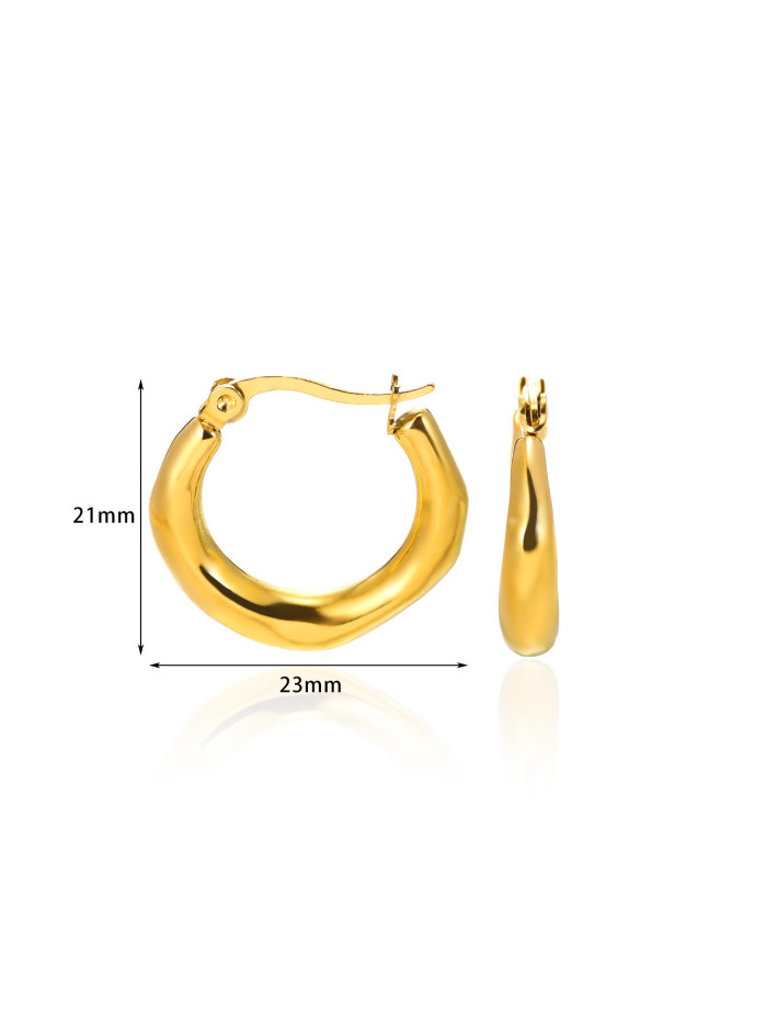 Cross-Border European and American Geometric Stainless Steel Hollow Earrings High-End Women's Trendy Light Luxury Style 18K Earrings Wholesale