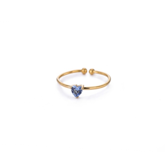New December Series Ring Colorful Stacking Zircon Heart-Shaped Ring Women's Birthstone Ring