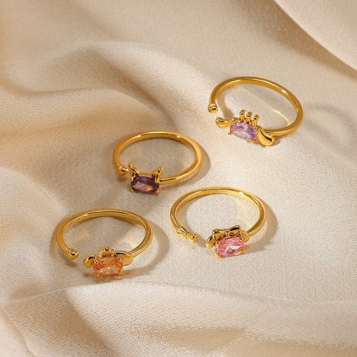 Fashion Cartoon Pink Zircon Ring New Sweet Personality Open Ring Wholesale