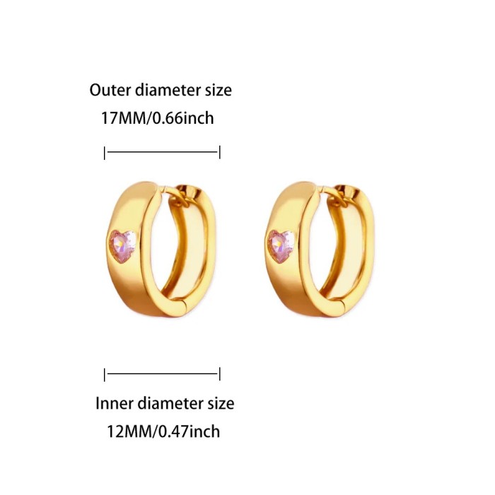 European and American Hot-Selling New Zircon Hoop Earrings for Women Heart-Shaped Earrings Light Luxury Elegant Jewelry Manufacturer One Piece Wholesale