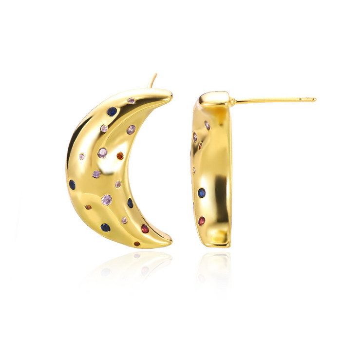 Cross-border European and American Heart-shaped Zircon Earrings for Women, Star and Geometric Design, Sweet and Luxurious Feel