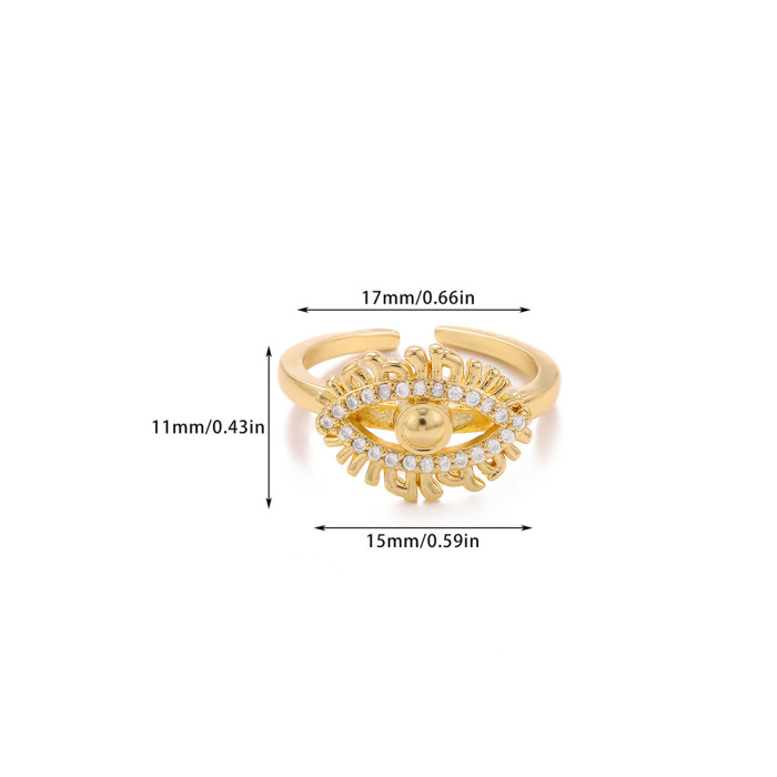 Cross-Border New Geometric Ring Niche Design Copper Plated 18K Gold Snake-Shaped Zircon Open Ring for Women In Stock Wholesale