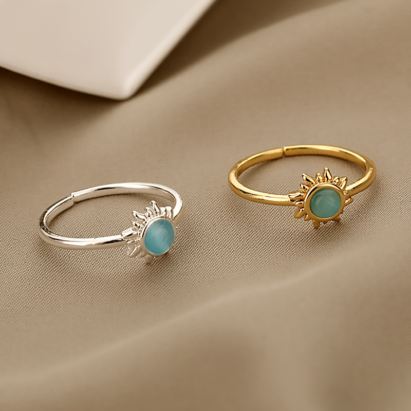 Amazon New Sun Cat's Eye Stone Ring for Women, Adjustable Open Ring, Sun Ring Manufacturer, One Piece Dropshipping