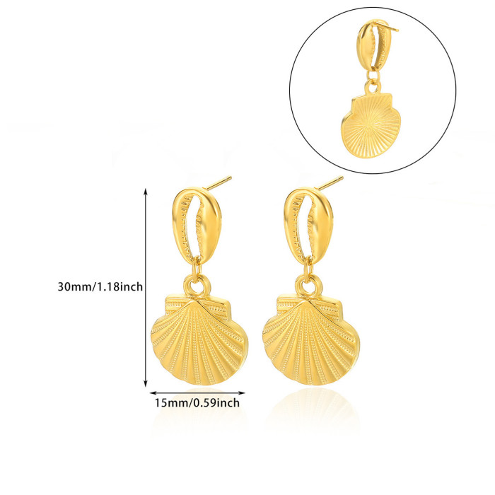 Amazon New Titanium Steel Beach Series Earrings for Women Starfish Shell Fashion High-end Earrings Wholesale