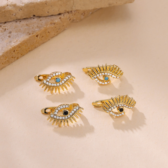 New Copper Gold Plated Devil's Eye Earrings for Women High-End Fashion Zircon Stud Earrings High-End Earrings, 24K Go...